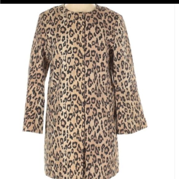 Banana Republic Leopard Cotton Linen Blend Bell Sleeved Coat - Picture 9 of 13